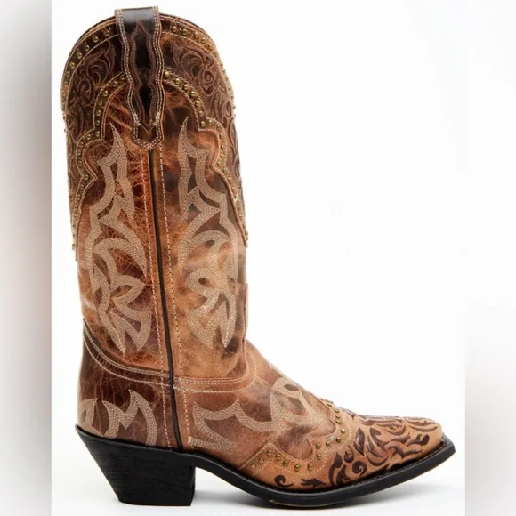 LAREDO WOMEN’S BRAYLNN LEATHER WESTERN PERFORMANCE STUDDED BOOTS -SNIP TOE. SZ 9 - Picture 2 of 11